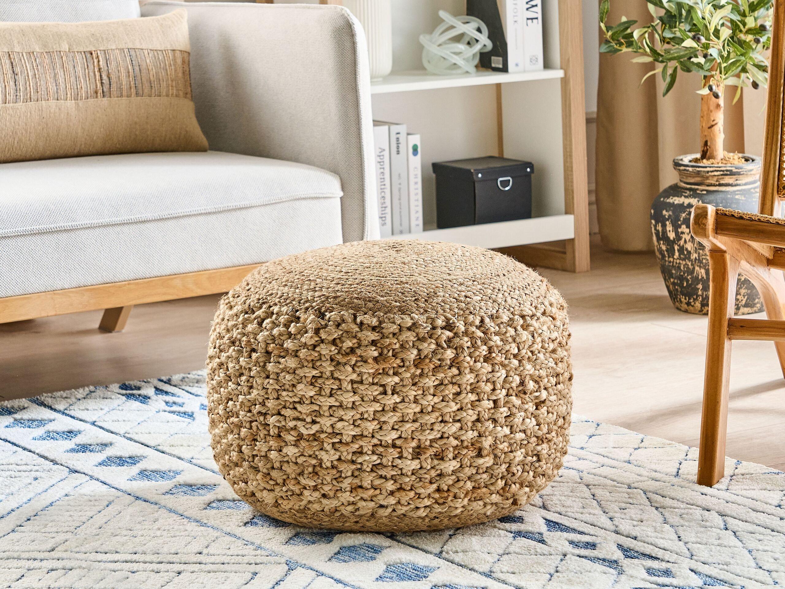 Beliani Pouf en Jute Boho DINNI  