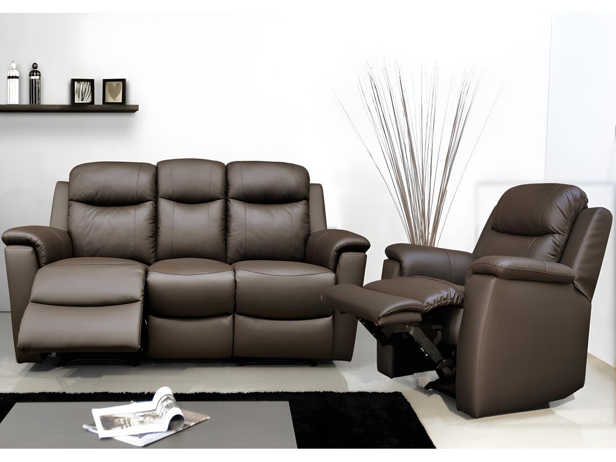 Vente-unique Relaxsofa Leder 3Sitzer EVASION  