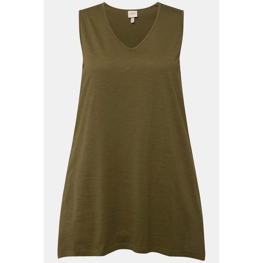 Ulla Popken Débardeur long Base en Pointe Silhouette A Décolleté V Coton Bio  