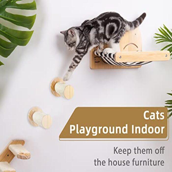 Alopini  Katzenwandtritte, 2 Stück Indoor-Katzenleitertritte, zum Klettern, wandmontierte Katzenmöbel 