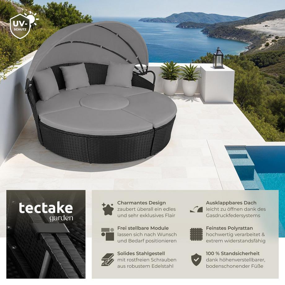 Tectake Isola prendisole in rattan  Santorini robusta  