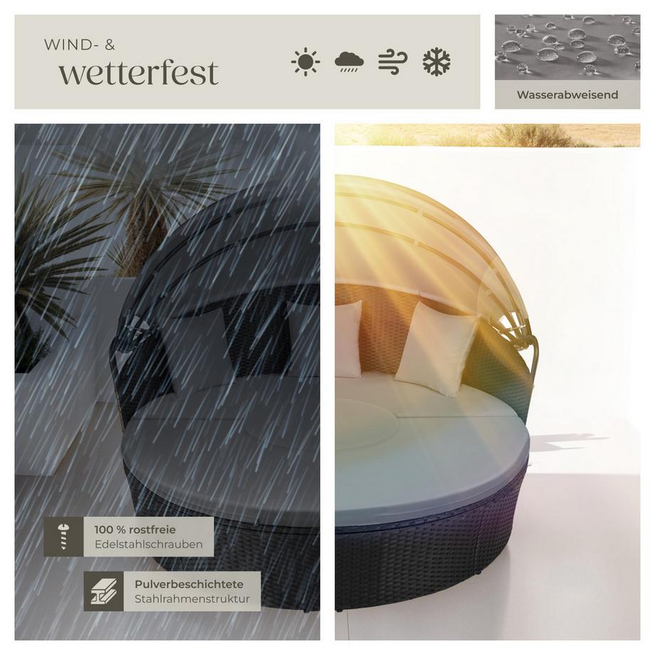 Tectake Bain de soleil rond au design contemporain luxueux SANTORIN robuste  