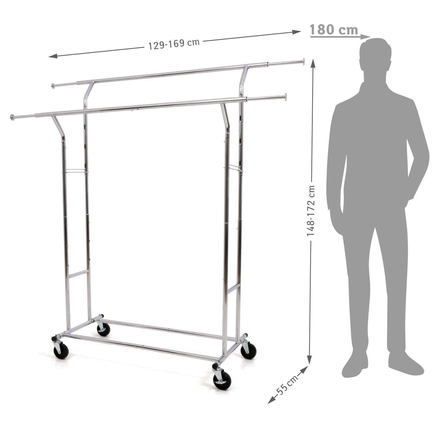 Tatkraft Cintres sur roulettes - hauteur et longueur réglables  