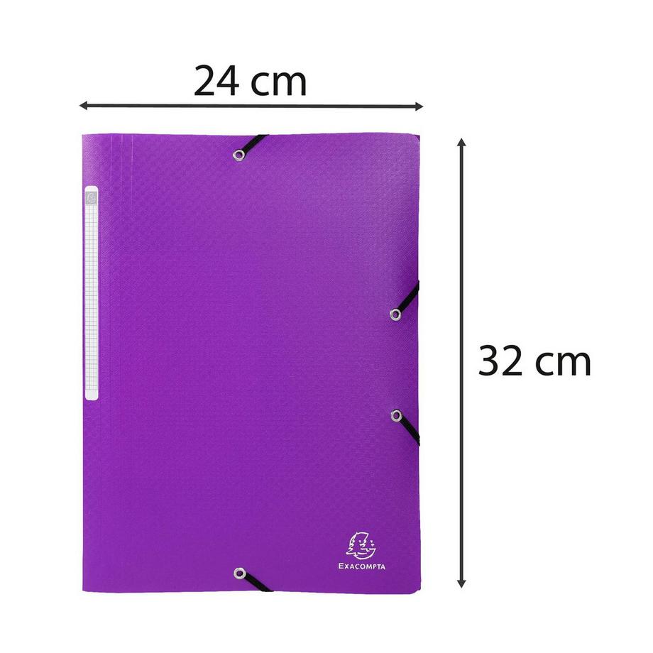 Exacompta Cartella 3 lembi con elastici polipropilene 500 micron Opak - A4 - x 50  