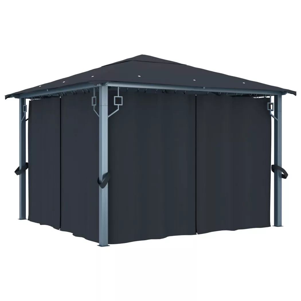 Vidaxl - Gazebo Con Tenda 300 X 300 Cm Antracite Alluminio