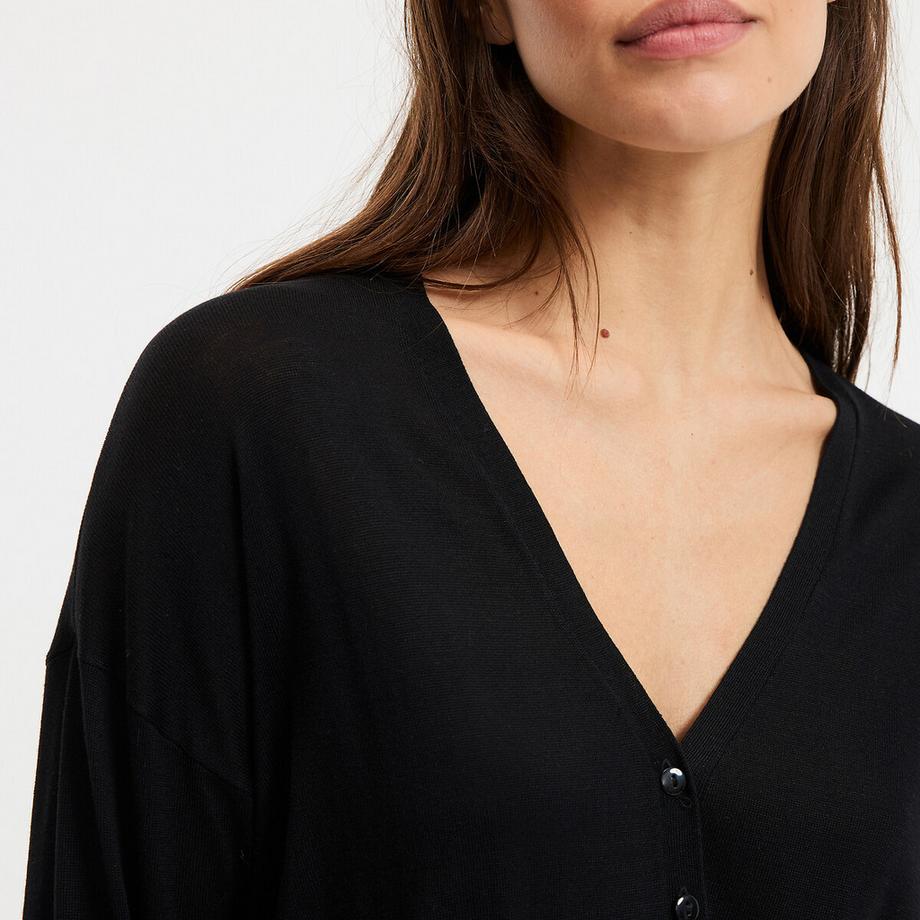 La Redoute Collections Cardigan col v en fine maille  
