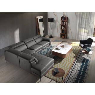 ANGEL CERDA Canapé d'angle relax gauche en cuir gris foncé  