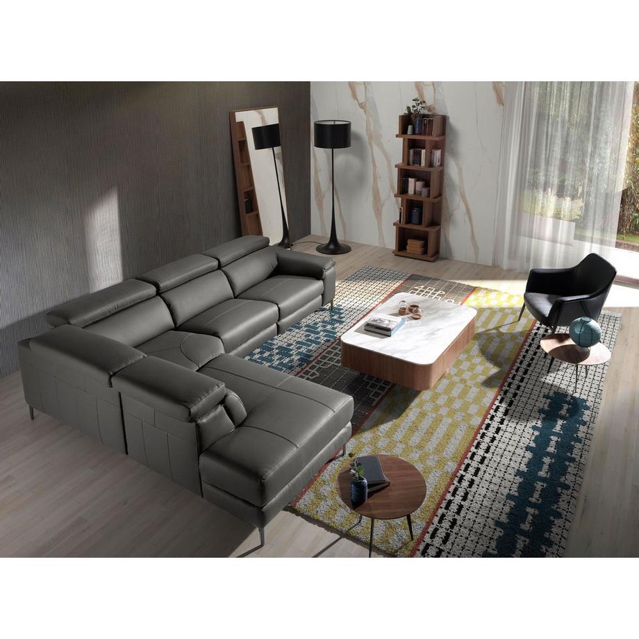ANGEL CERDA Linke Chaiselongue Relaxsofa in dunkelgrauem Leder  