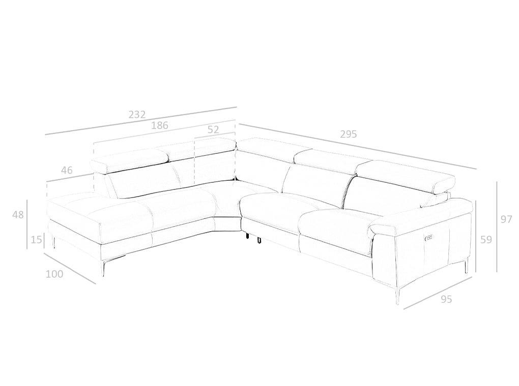 ANGEL CERDA Canapé d'angle relax gauche en cuir gris foncé  