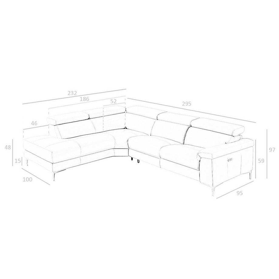 ANGEL CERDA Linke Chaiselongue Relaxsofa in dunkelgrauem Leder  