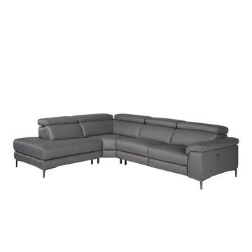 Linke Chaiselongue Relaxsofa in dunkelgrauem Leder