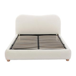 Vente-unique Bett mit Bettkasten - 140 x 190 cm - Bouclé-Stoff - Weiß - VANARI  