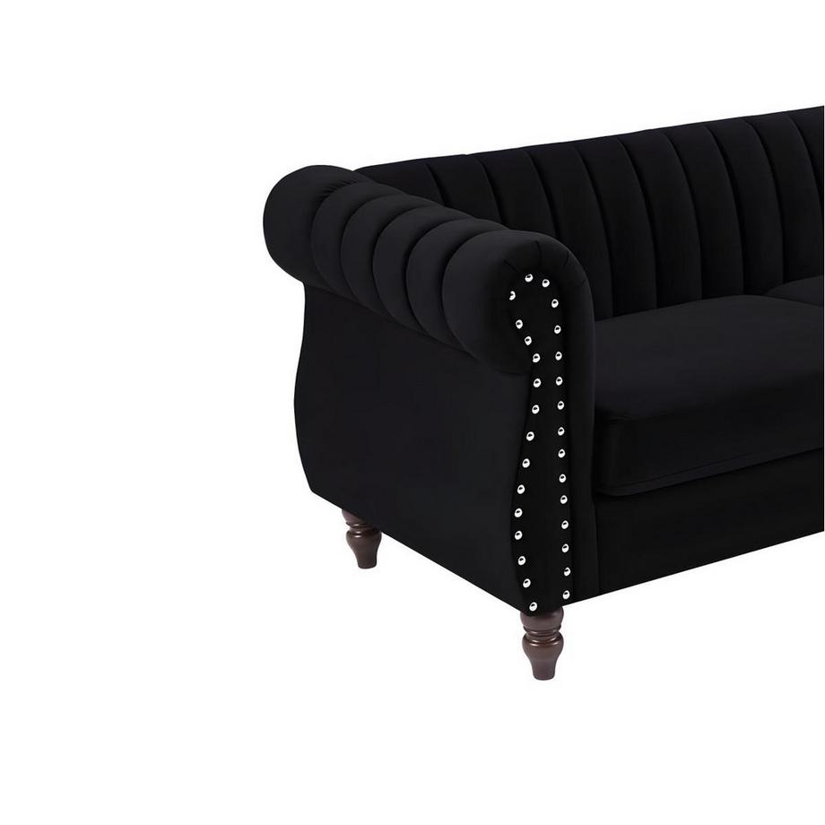 Vente-unique Canapé chesterfield 3 places en velours noir TRUMBO  