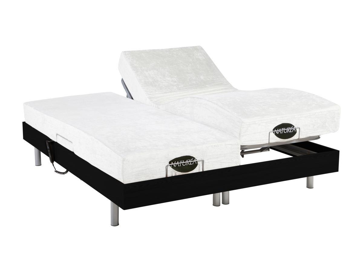 DREAMEA Lit électrique relaxation tout plots matelas mémoire de forme bambou LYSIS III de NATUREA moteurs OKIN 2  