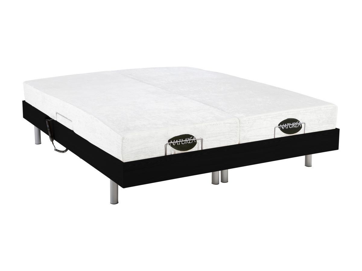 DREAMEA Lit électrique relaxation tout plots matelas mémoire de forme bambou LYSIS III de NATUREA moteurs OKIN 2  