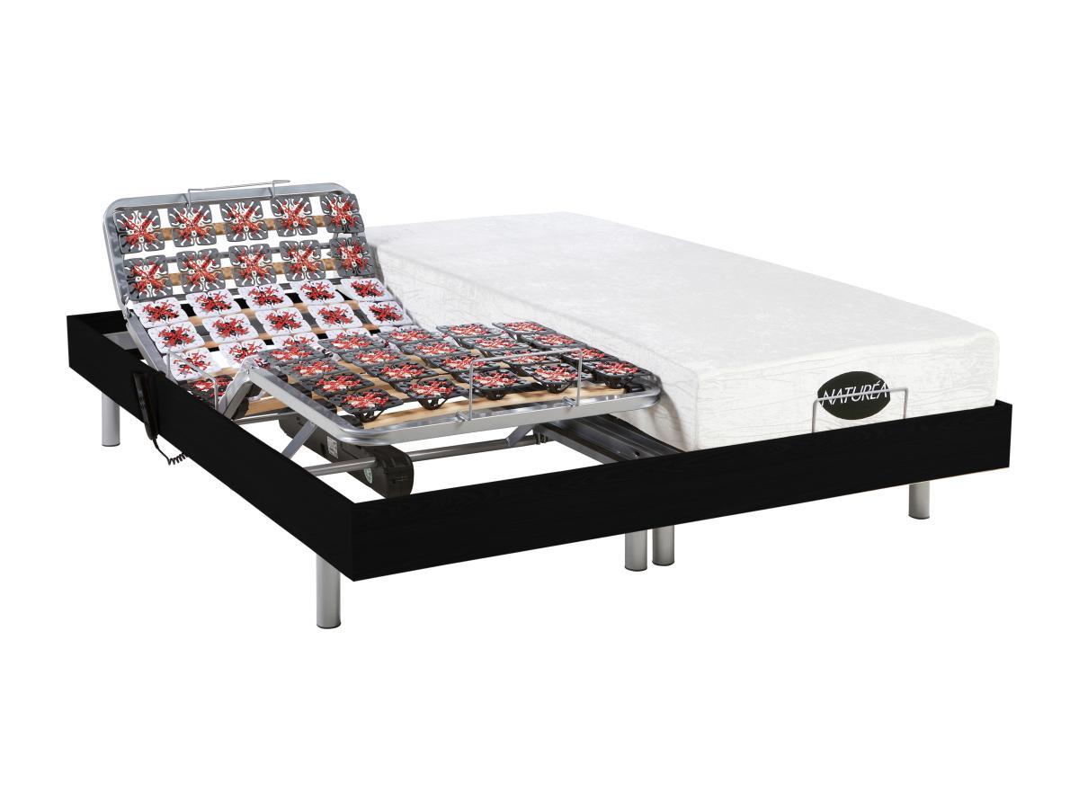 DREAMEA Lit électrique relaxation tout plots matelas mémoire de forme bambou LYSIS III de NATUREA moteurs OKIN 2  