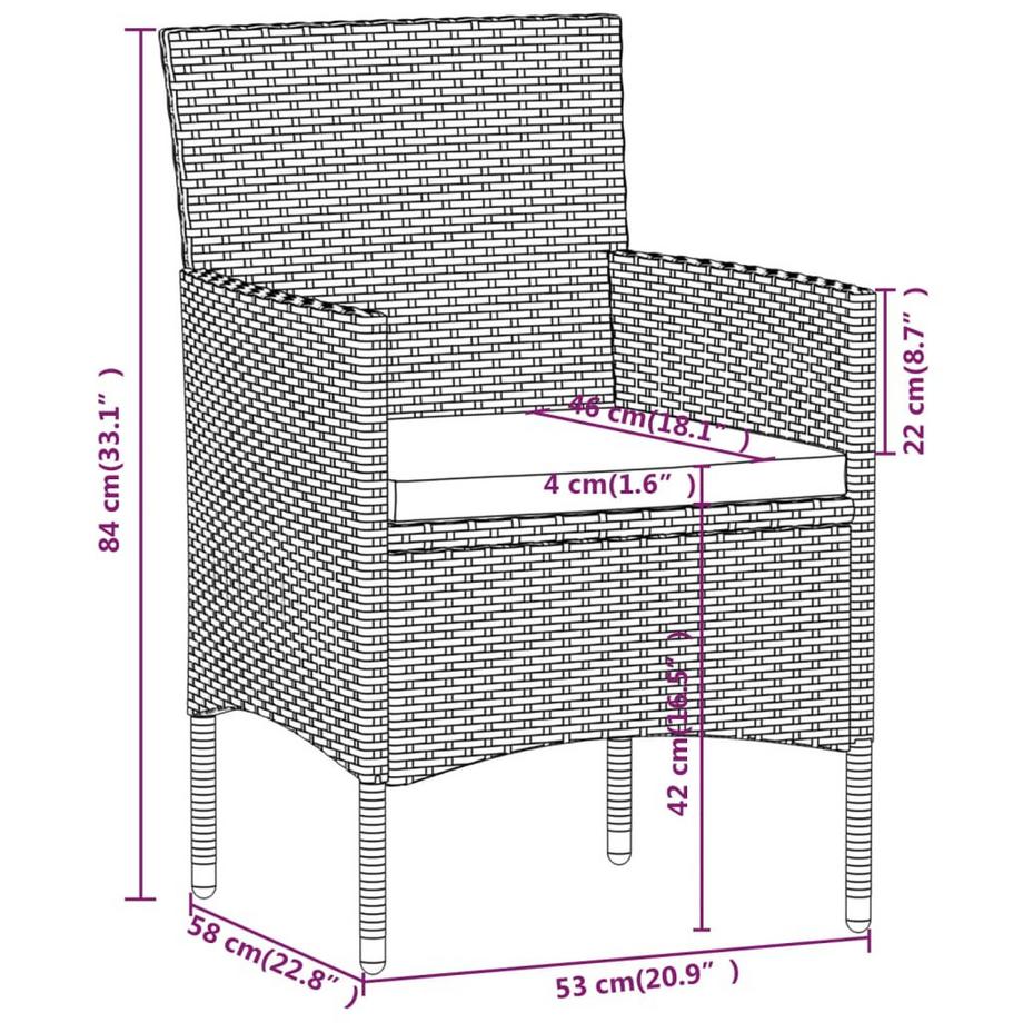 VidaXL set da pranzo da giardino Polirattan  