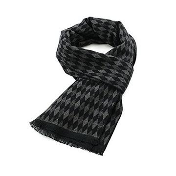 Écharpe Écharpe d'hiver chaude et douce Écharpe tricotée à carreaux Longues écharpes d'hiver Noir Taille unique