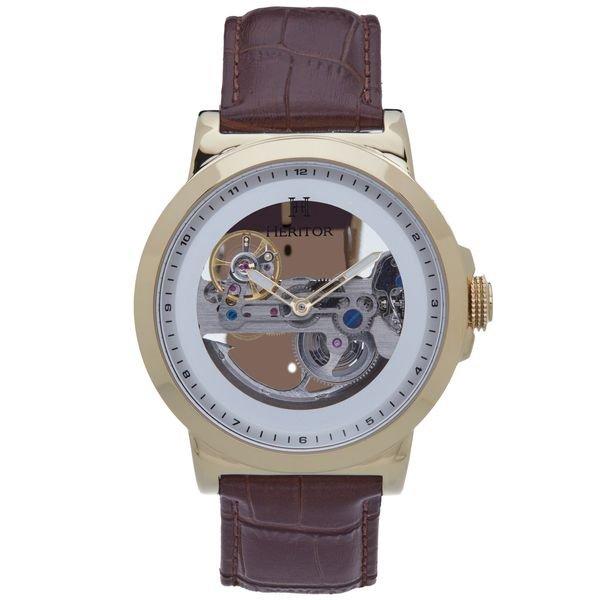 Heritor Automatic  Heritor Automatic Xander Halbskelett-Lederarmbanduhr 