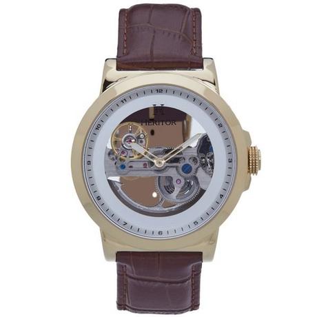 Heritor Automatic  Heritor Automatic Xander Halbskelett-Lederarmbanduhr 