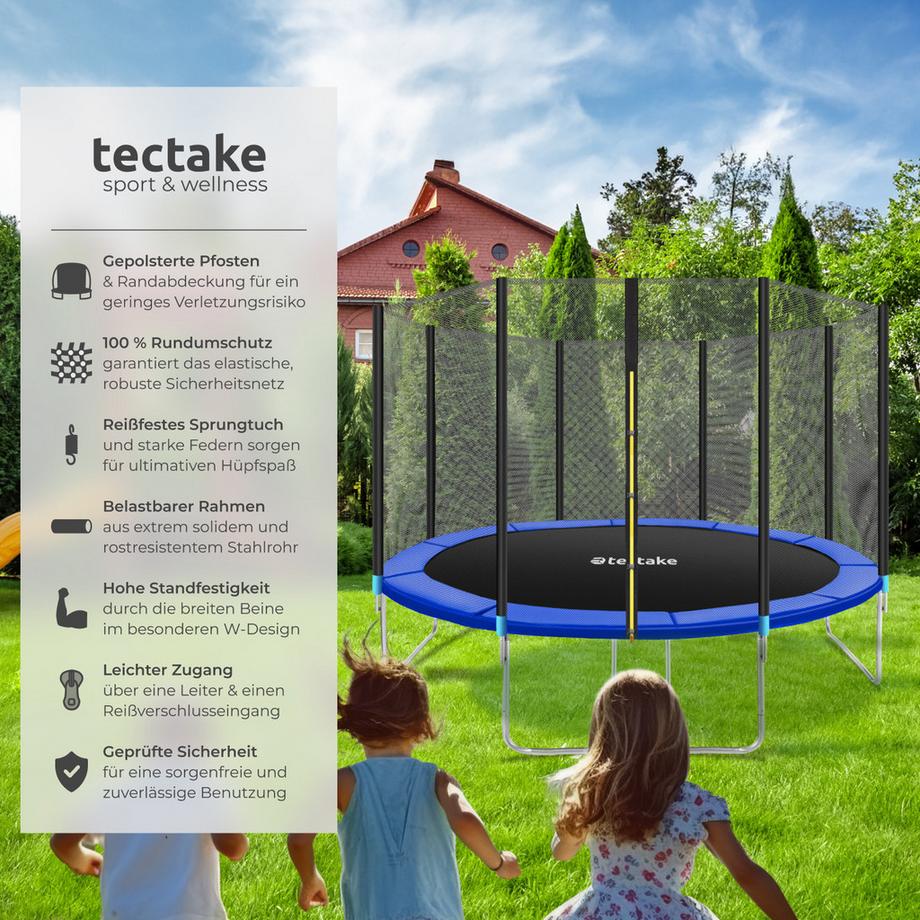 Tectake  Trampolino Garfunky Ø 366 cm, certificato GS 