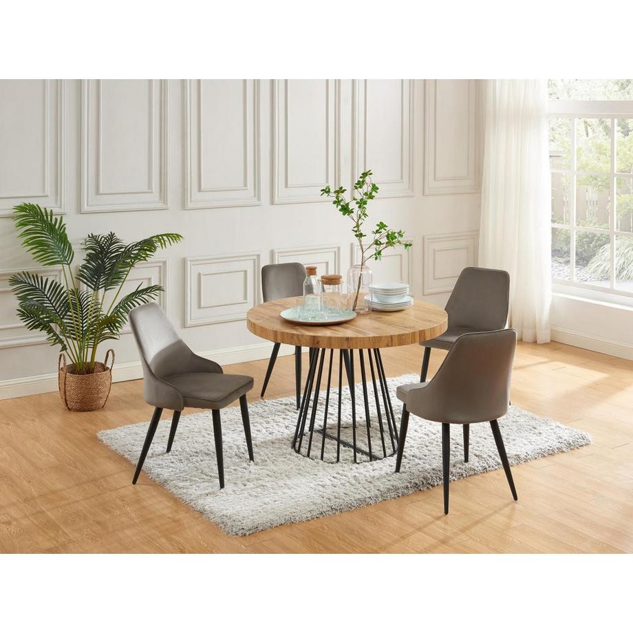 Vente-unique Table à manger extensible 2 à 12 personnes en MDF et acier - Naturel et noir - FIRELA  