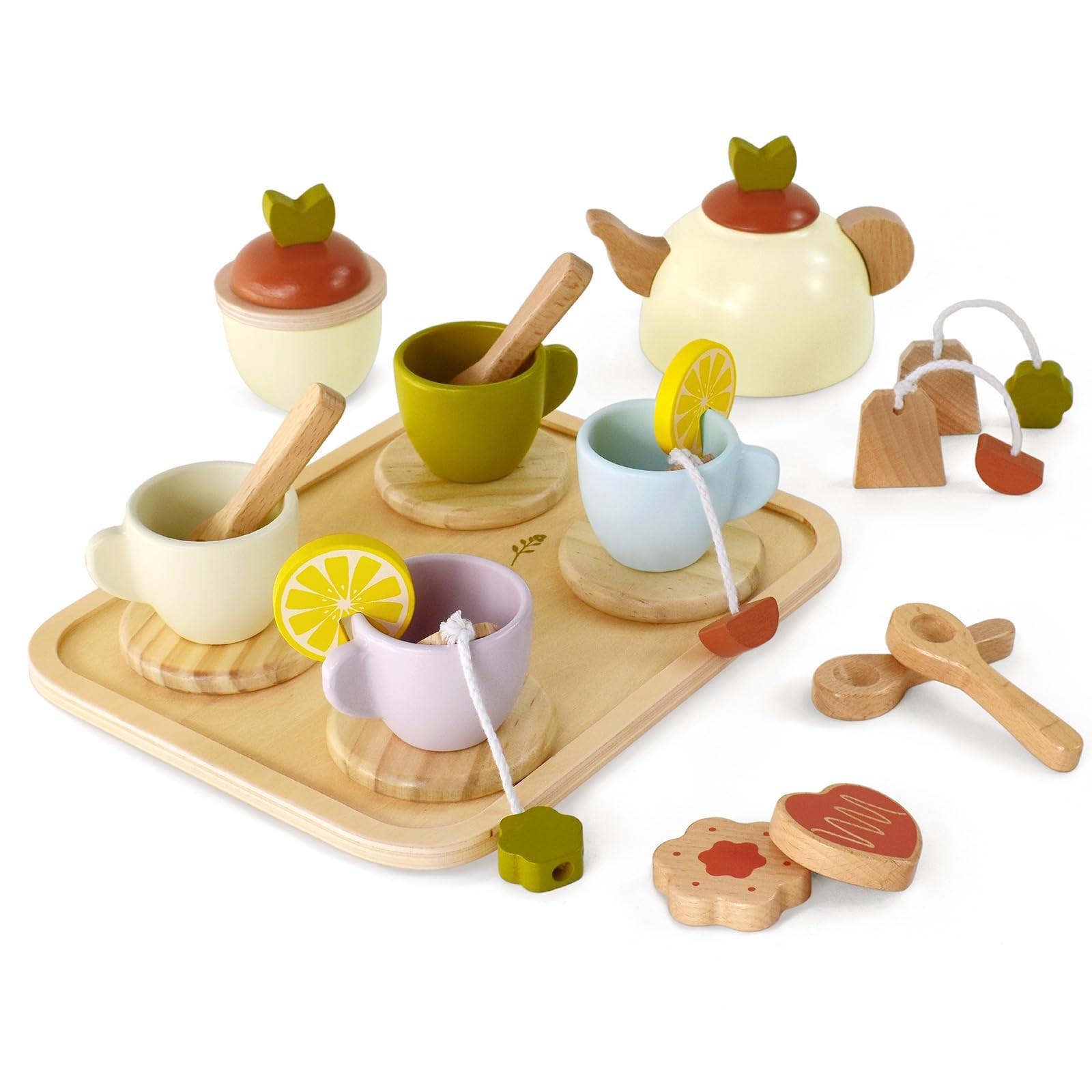 Activity-board  Set de thé en bois pour enfants set de thé en bois pour enfants set de thé en bois pour enfants accessoires de cuisine set de nourriture pour enfants 