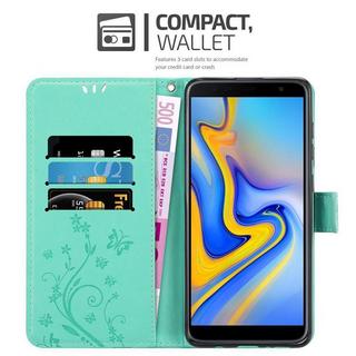 Cadorabo  Housse compatible avec Samsung Galaxy J6 PLUS - Coque de protection au design floral avec fermeture magnétique, fonction de support et emplacements pour cartes 