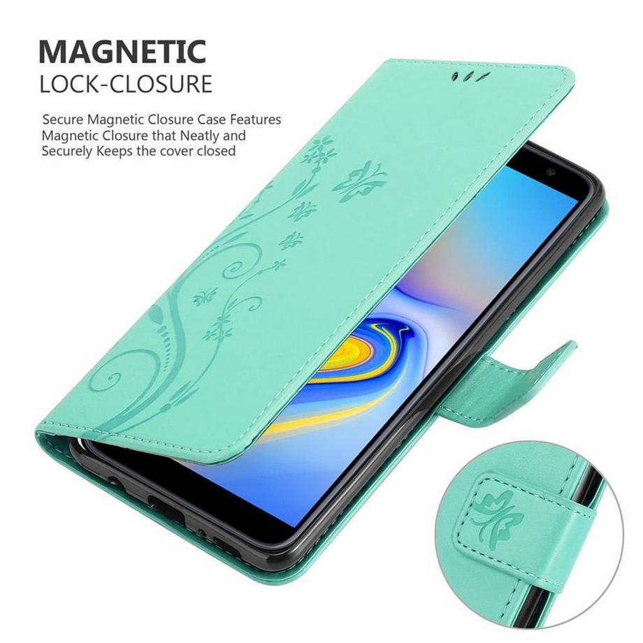 Cadorabo  Hülle für Samsung Galaxy J6 PLUS Blumen Design Magnetverschluss 