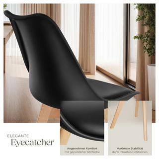 Tectake Set Esszimmerstuhl Frederikke Scandi-Design gepolsterte Sitzfläche, ergonomische Form  
