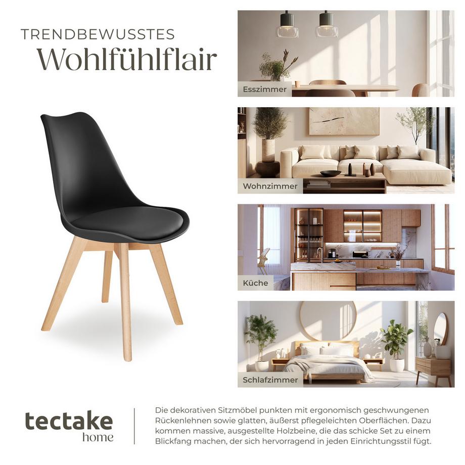 Tectake Ensemble de chaises de salle à manger FRÉDÉRIQUE design scandinave  