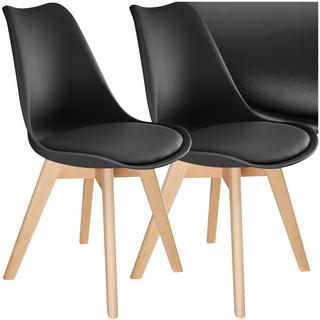 Tectake Set Esszimmerstuhl Frederikke Scandi-Design gepolsterte Sitzfläche, ergonomische Form  