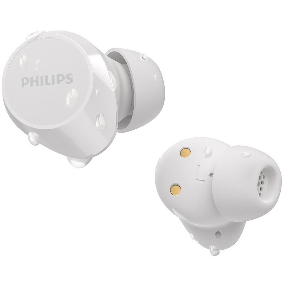 PHILIPS  Écouteurs véritablement sans fil TAT1209WT. Petit et confortable. 6+18 heures de temps de jeu. Classe IPX4. Blanc. 