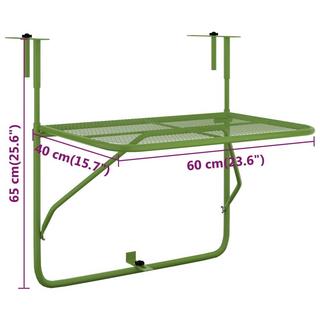 VidaXL Table de balcon acier  