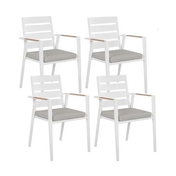 Lot de 4 chaises de jardin avec coussins en Aluminium Moderne TAVIANO