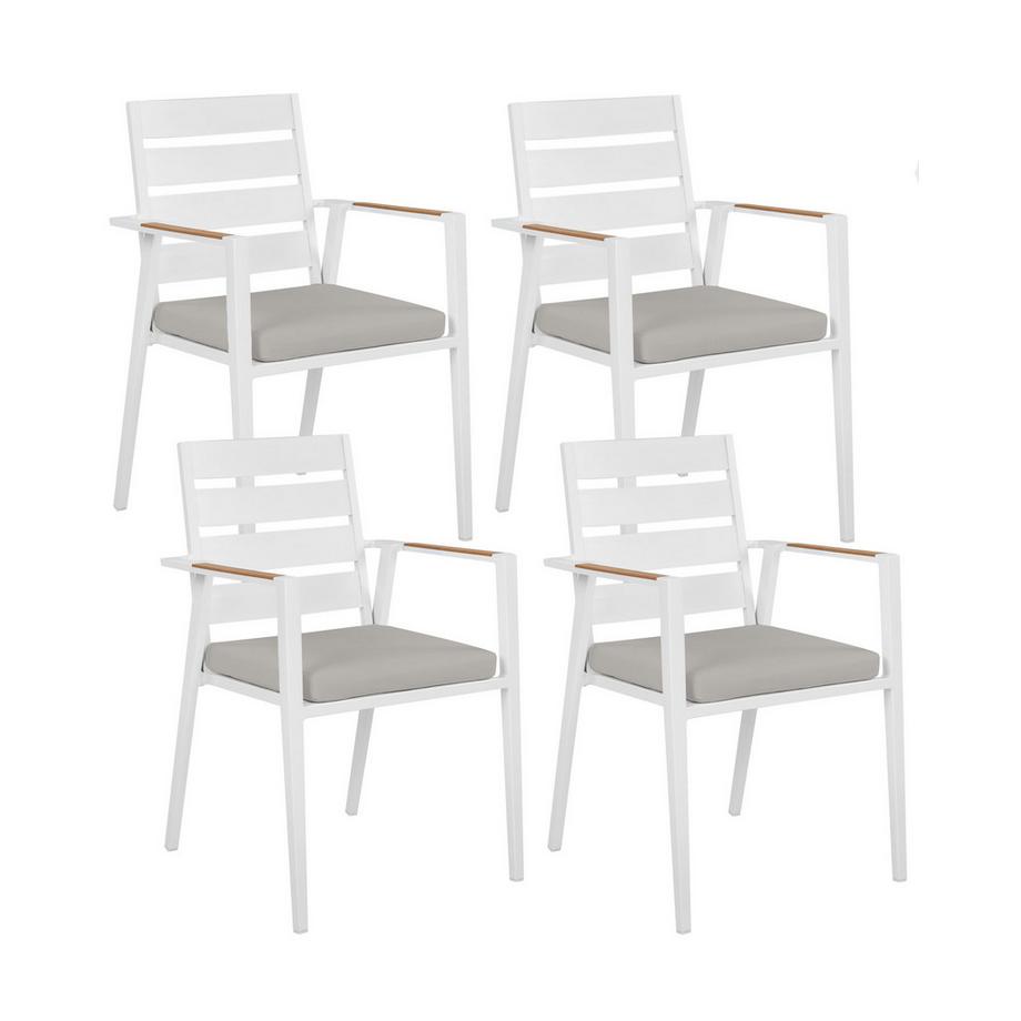 Set di 4 sedie da giardino con cuscini en Alluminio  TAVIANO
