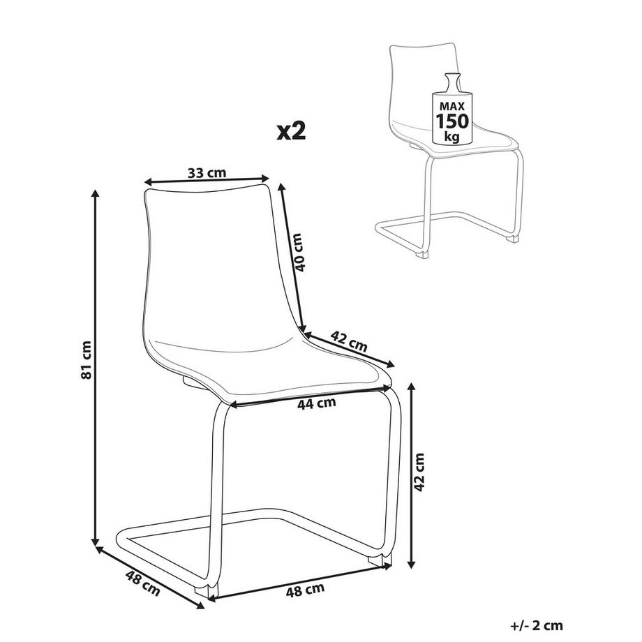 Beliani Esszimmerstuhl 2er Set aus Polycarbonat Minimalistisch MARSHALL  