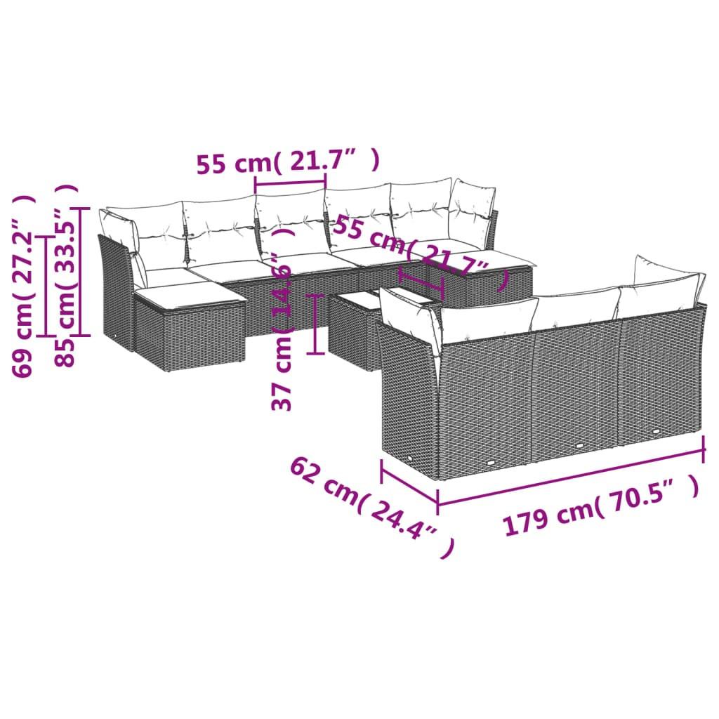 VidaXL Ensemble de canapés de jardin rotin synthétique  