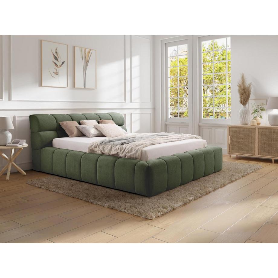 PASCAL MORABITO Lit coffre 160 x 200 cm - Tissu - Vert + Matelas - FORVIK de Pascal Morabito  