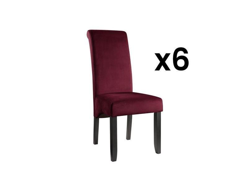 Vente-unique Lot de 6 chaises DELINA Velours matelassé pieds bois  