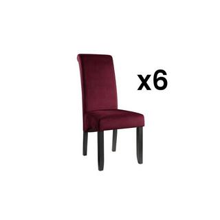 Vente-unique Lot de 6 chaises DELINA Velours matelassé pieds bois  