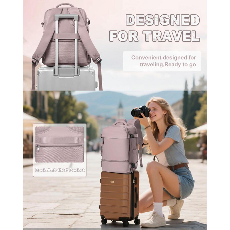 Only-bags.store Sac à dos de voyage pour bagage à main d'avion avec compartiment pour ordinateur portable et compartiment à chaussures  