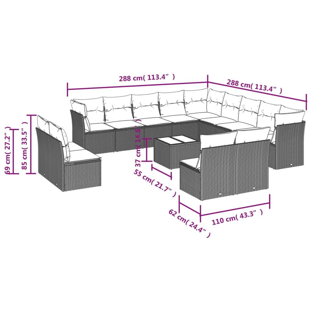 VidaXL set divano da giardino Polirattan  