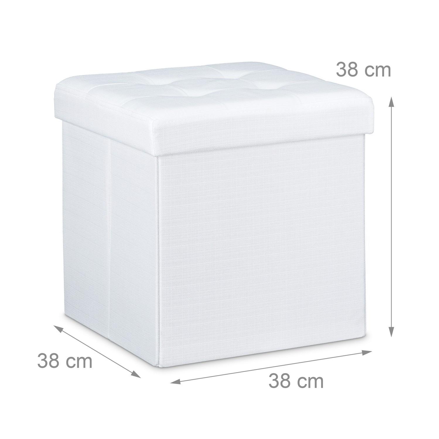 B2X Zusammenklappbarer Hocker mit Stauraum aus Leinenstoff  