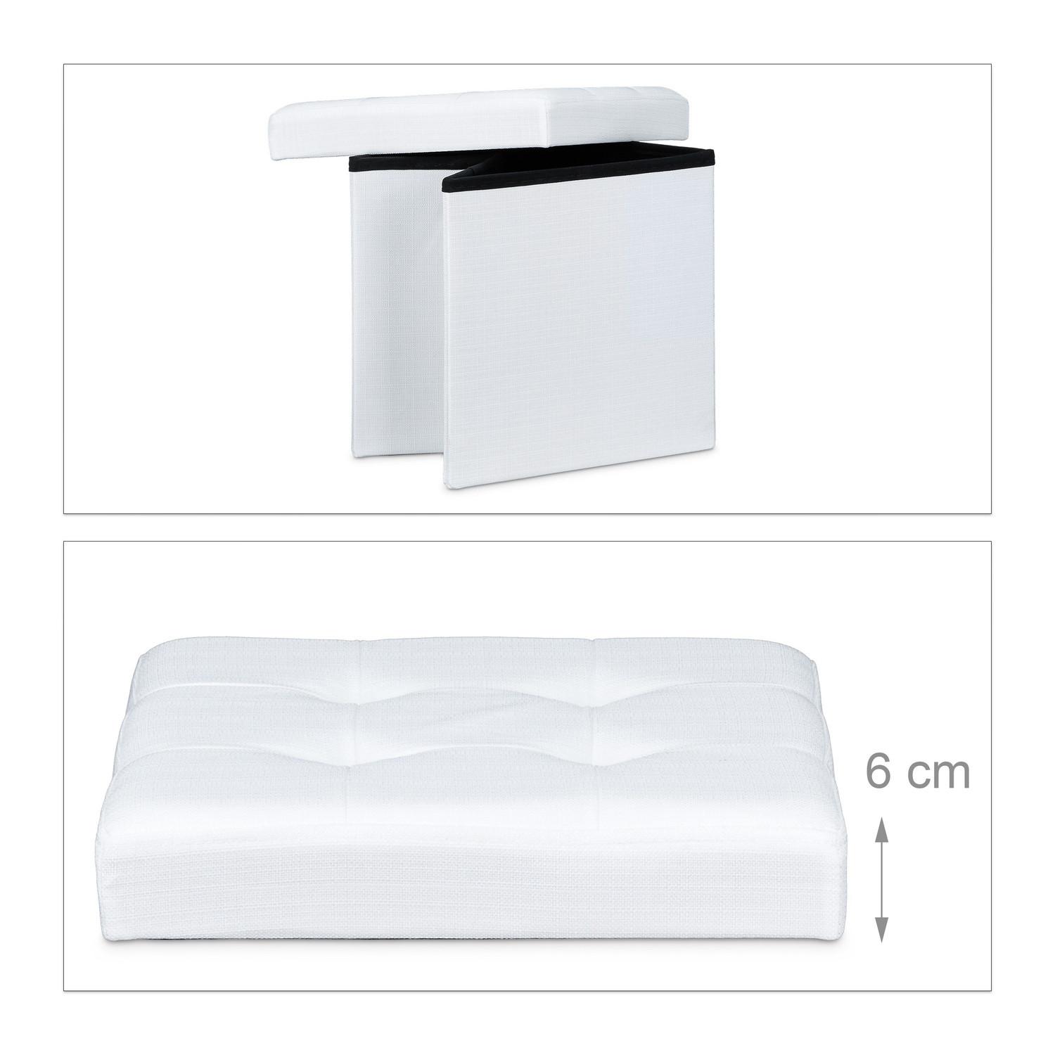 B2X Zusammenklappbarer Hocker mit Stauraum aus Leinenstoff  