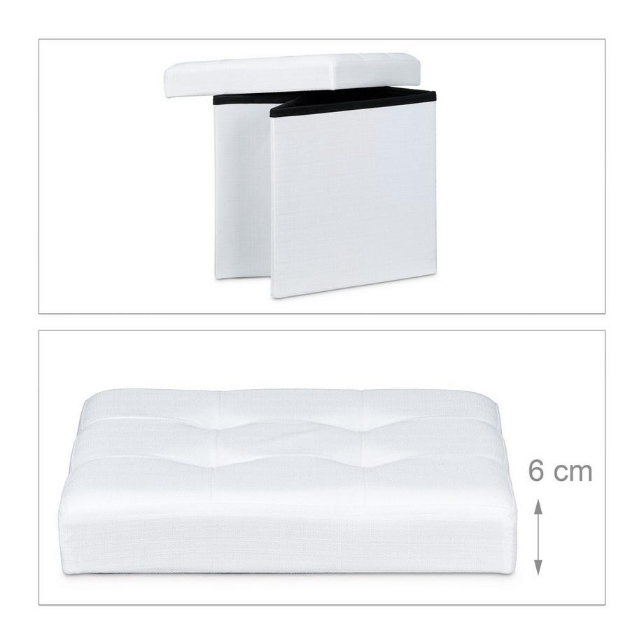 B2X Tabouret pliable avec rangement en tissu lin  