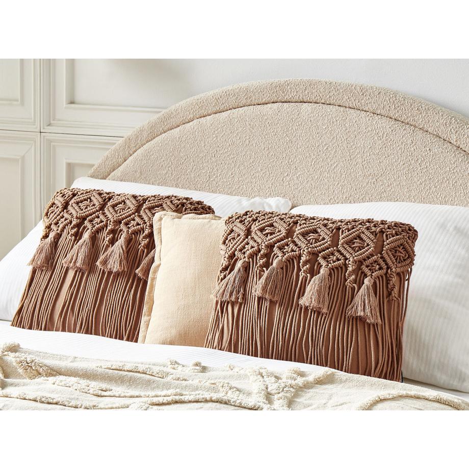 Beliani Lot de 2 coussins décoratifs en Coton Boho BAMIAN  