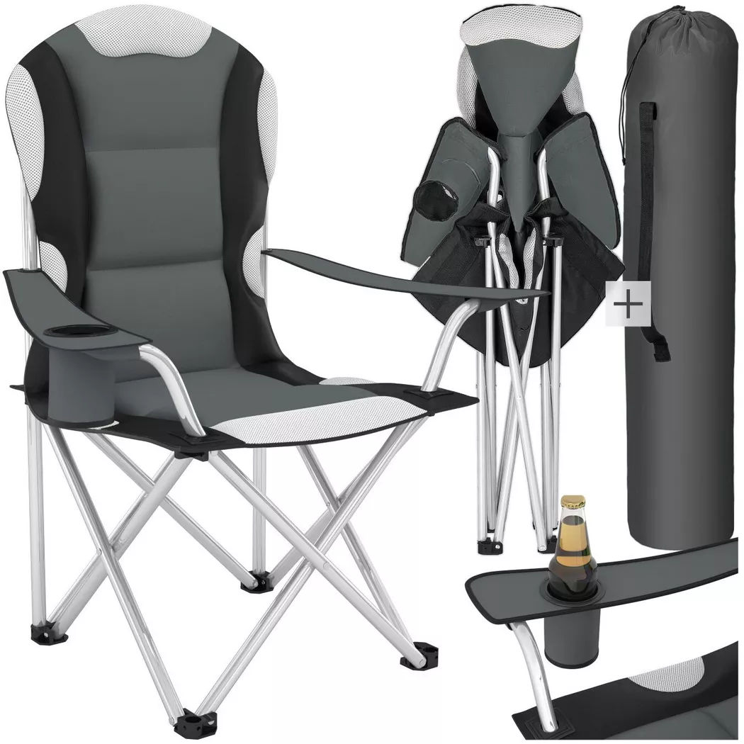 Tectake - Campingstuhl mit Polsterung, One Size, Grau