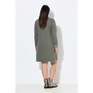 Ulla Popken Abito felpa collo polo linea A maniche lunghe tasche  