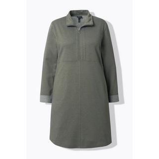 Ulla Popken Abito felpa collo polo linea A maniche lunghe tasche  